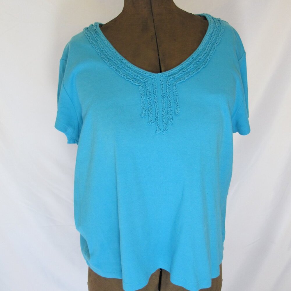 Coldwater Creek blue T-shirt with decorative trim XL